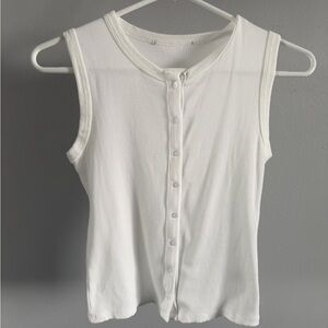Sleeveless White Button-Up Top